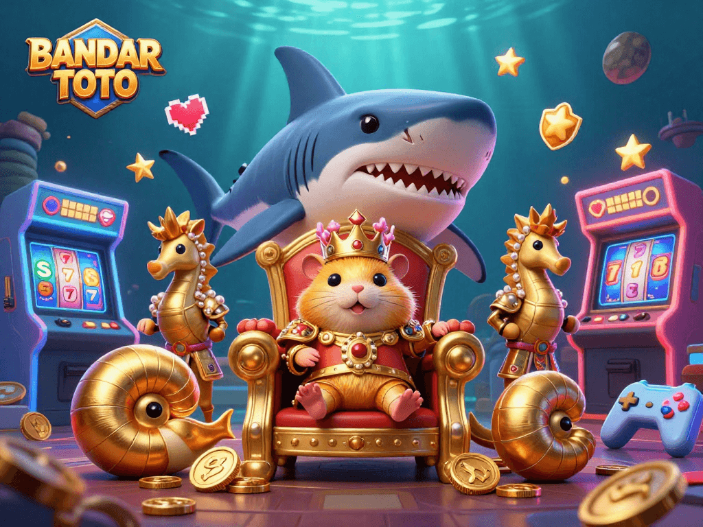 BANDAR TOTO brings excitement to the ocean with a vibrant gaming scene featuring a hamster king and seahorse guards!