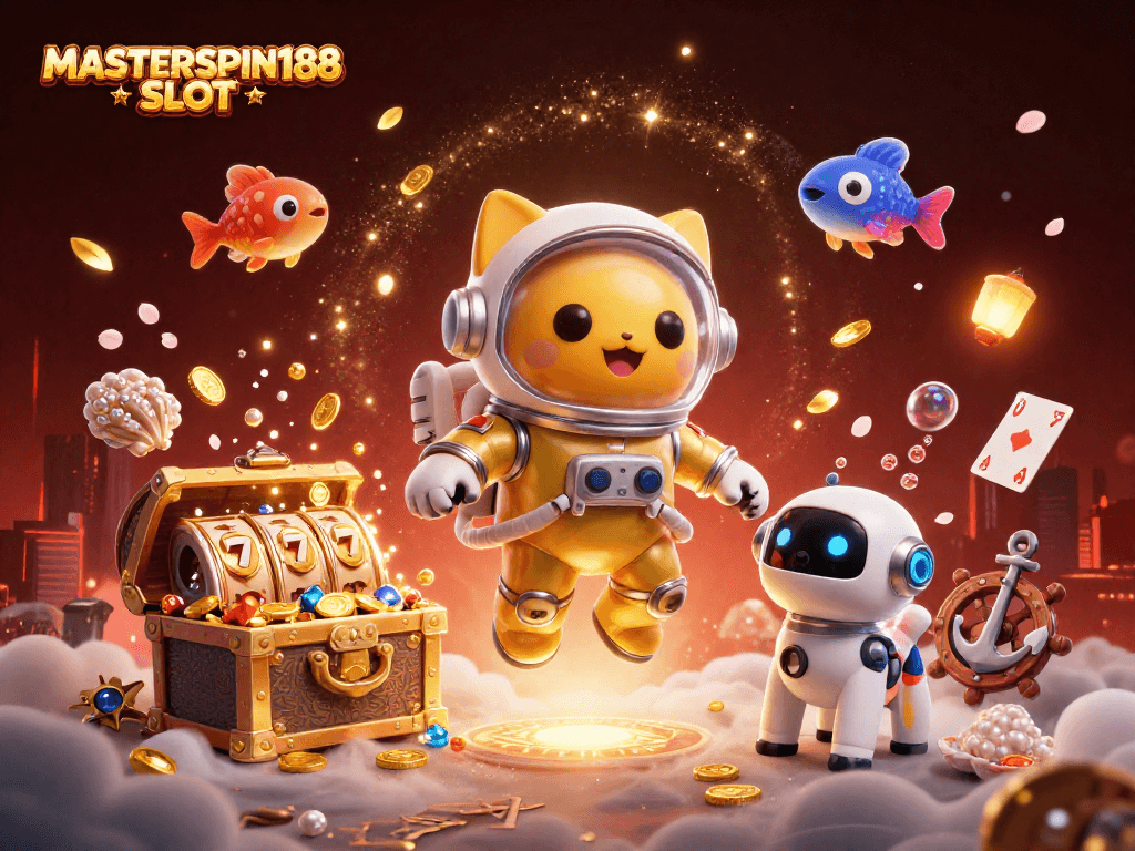 Engage with the exciting MASTERSPIN188 SLOT experience in this vibrant 3D casino scene!