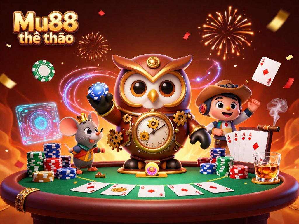 Experience explosive victories at Mu88 thể thao with action-packed casino gambling elements and vibrant characters.