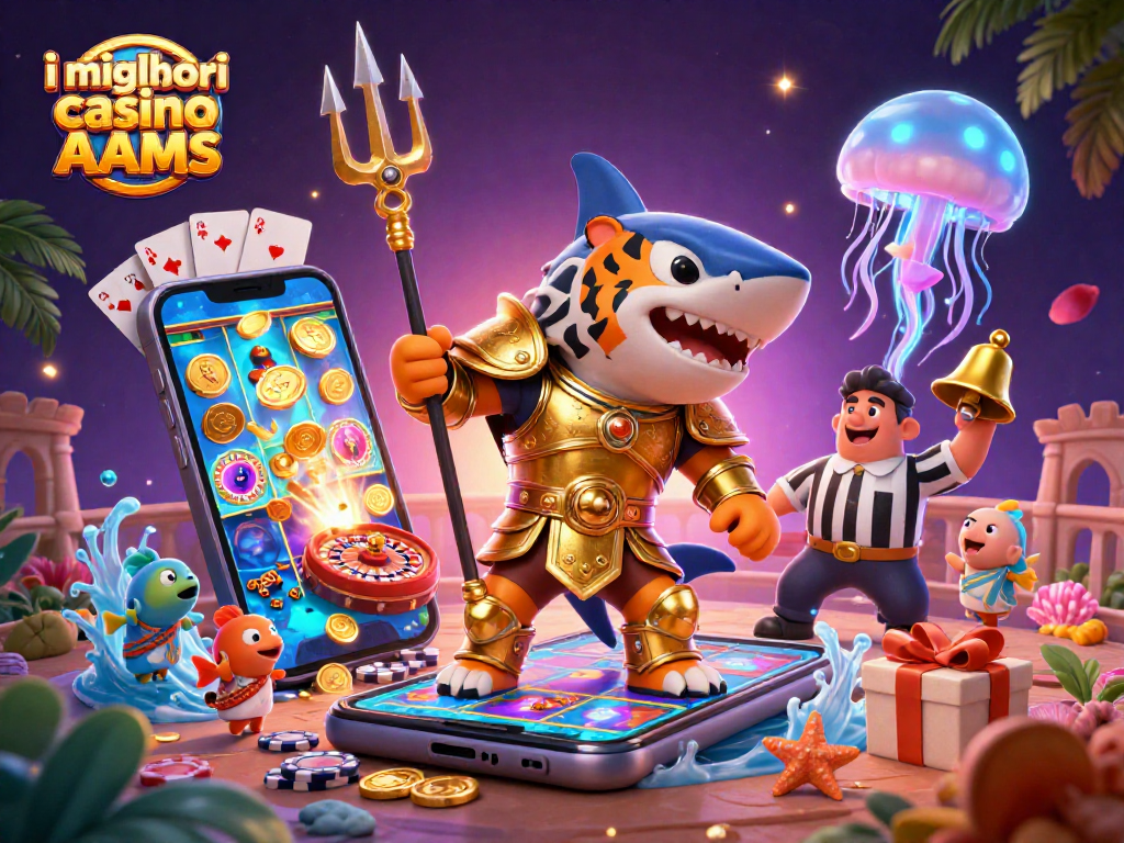 Gioca ai migliori casino non AAMS con un'immagine vivace di uno squalo guerriero e divertenti elementi di gioco.