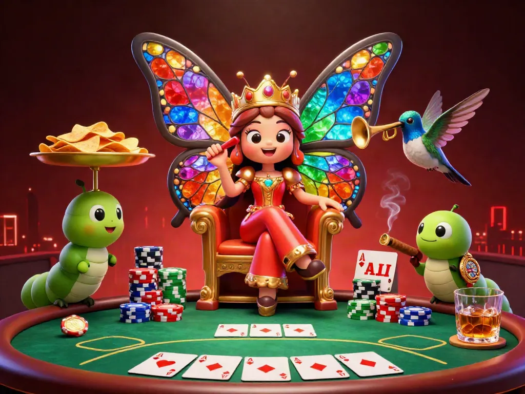 Sao789 brings the gaming excitement with vibrant character action and poker elements in a captivating scene.