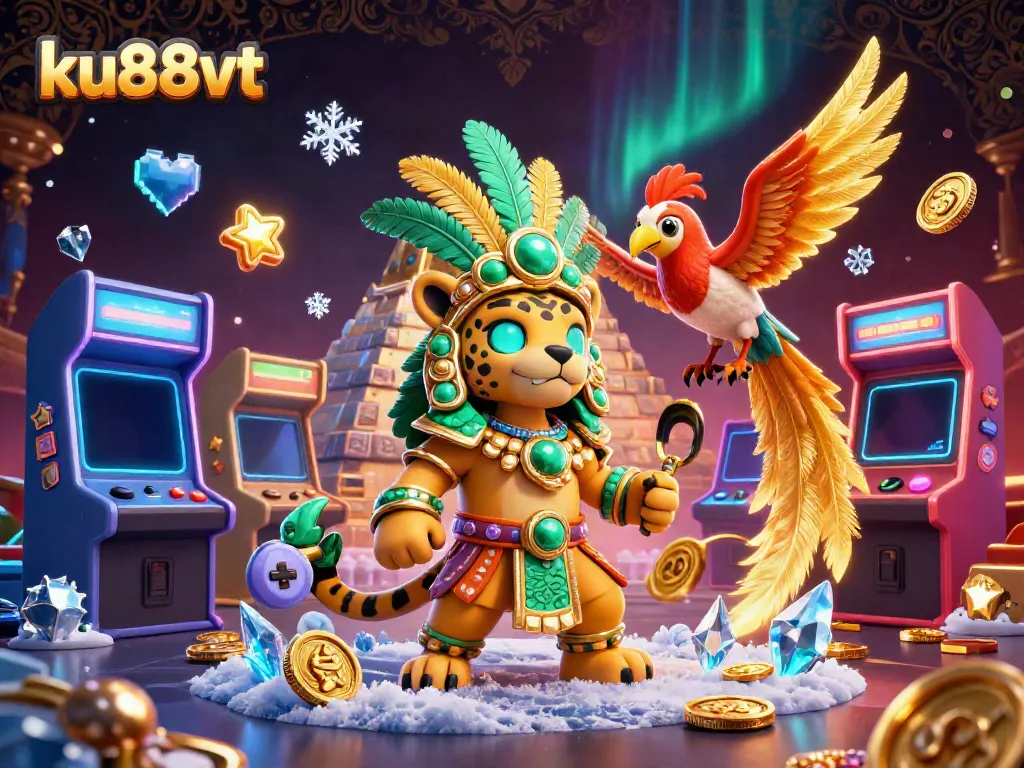 Engage in exciting gameplay at ku88vt with vibrant casino game elements in an elaborate 3D scene.