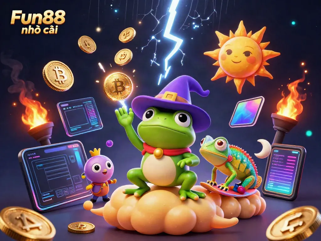 Experience the thrilling games at Fun88 nhà cái with vibrant 3D characters amidst a storm of gold coins!
