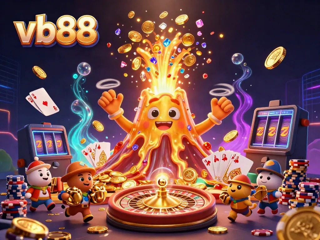 Experience winnings at vb88 from a vibrant casino scene filled with gold treasures and game excitement.