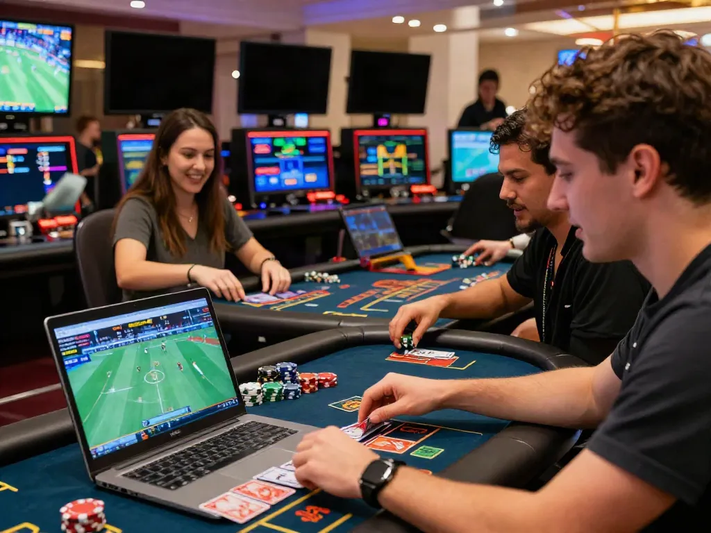 Exciting online gambling experience at SV88 with diverse players engaged in sports betting and live casino games.