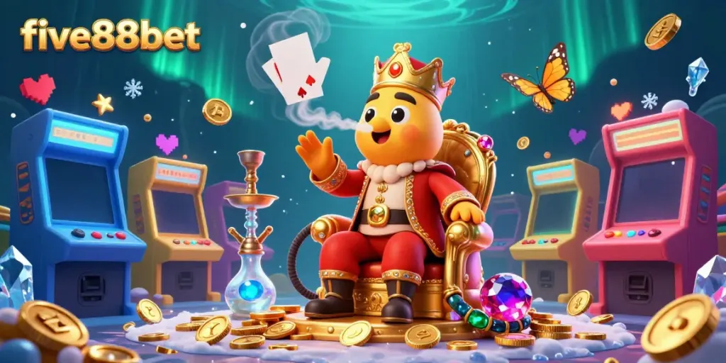 Experience dynamic gameplay action with five88bet, illustrated in a colorful casino setting.