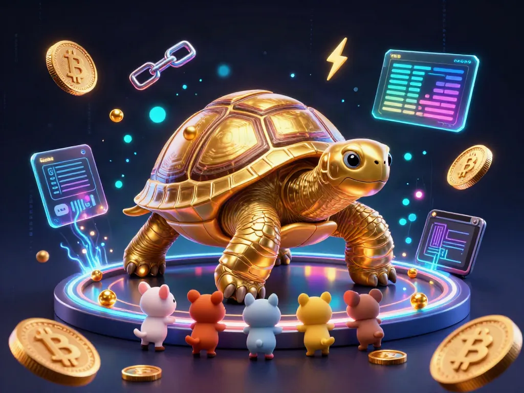 Engage in thrilling games at TG88 with a lively golden tortoise pinball machine, surrounded by vibrant crypto elements.